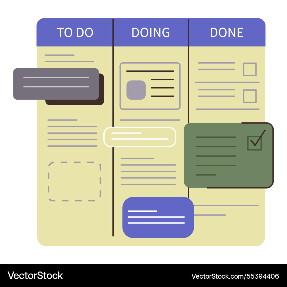 Projektmanagement-Workflowboard mit Spalten Projektmanagement-Workflowboard mit Spalten vektorbild