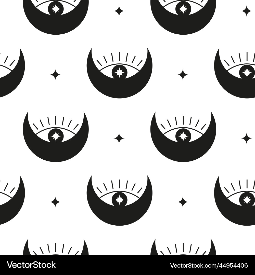 Seamless pattern with crescents and third eye Seamless pattern with crescents and third eye vector image