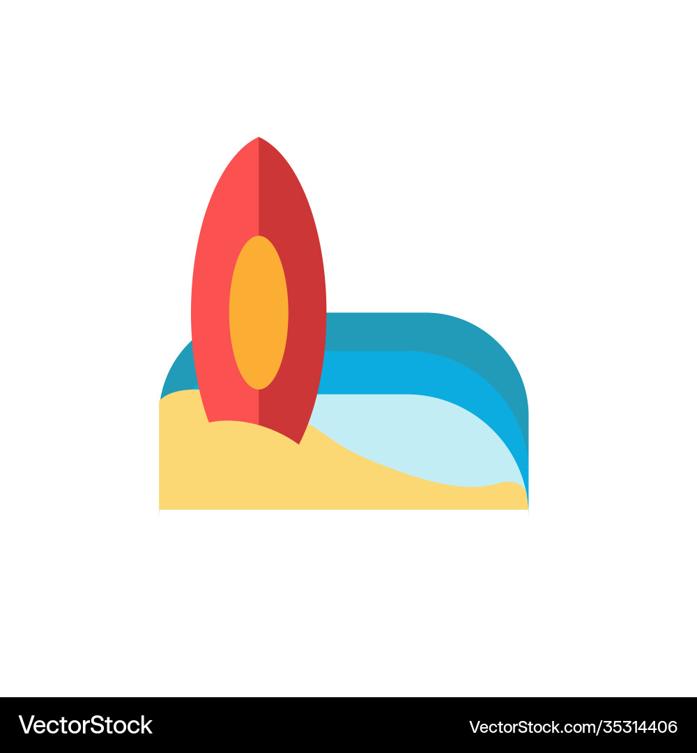 Surfing flat icon color simple element from vector image