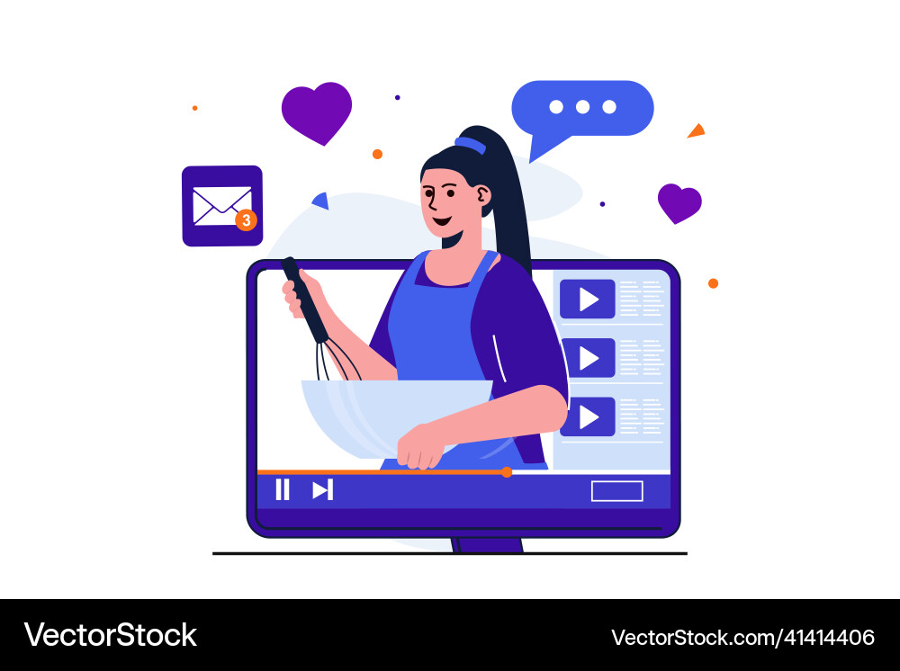 Video blogging modern flat concept for web banner Video blogging modern flat concept for web banner vector image
