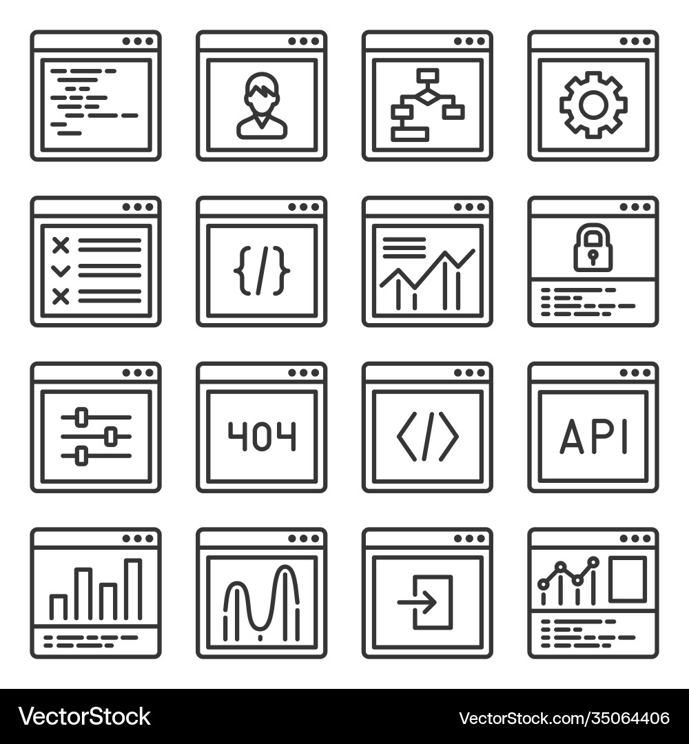 Web gui elements and applications screen icons set vector image