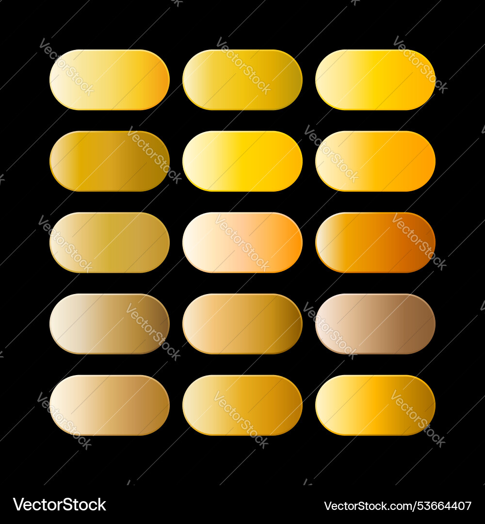 15 luxury gold gradients color collection Vector Image