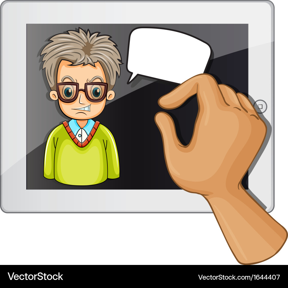A man inside the gadget with rectangular callout vector image