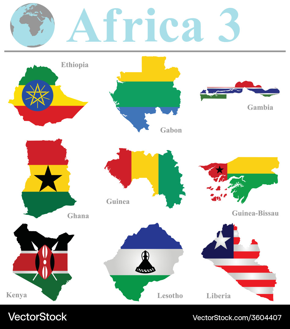 African Flags Over Map Vector Image