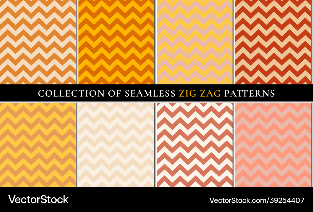 Autumn set of seamless zigzag chevron pattern Vector Image