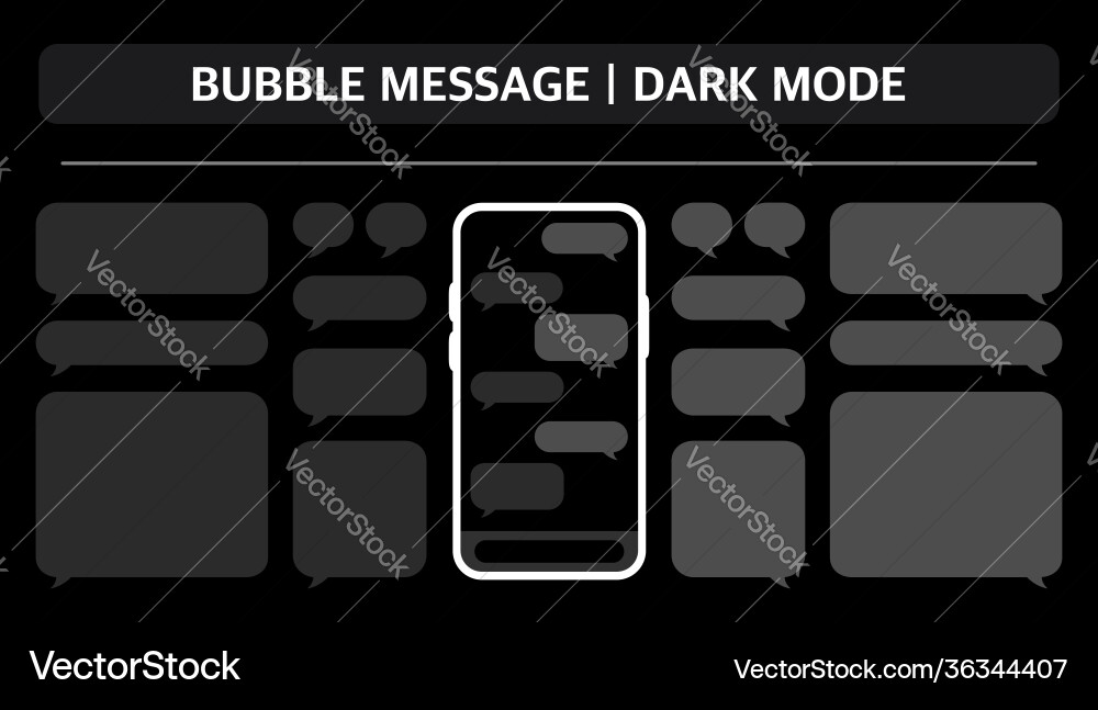 Bubble message and dark mode on black background Vector Image