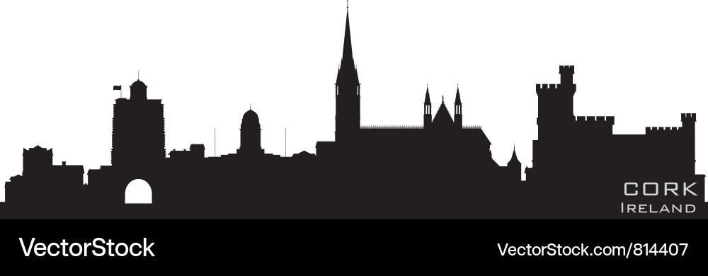 Cork City Skyline Silhouette vector image