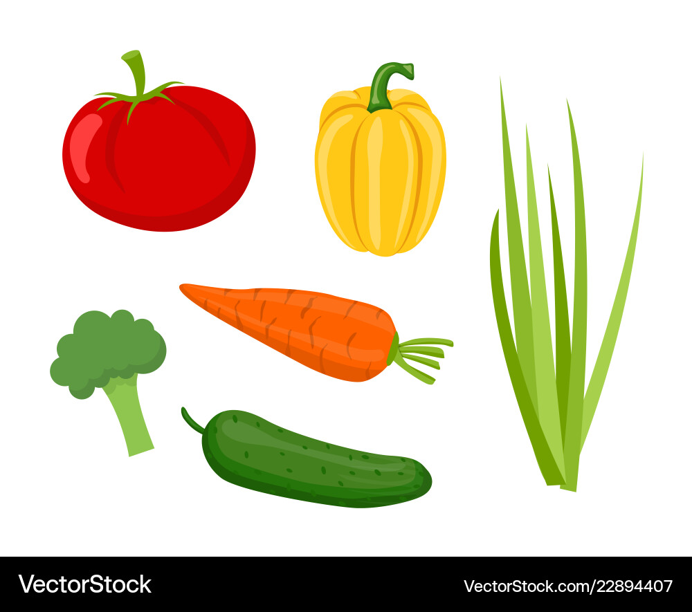 Cucumber and tomatoes set Cucumber and tomatoes set Vector Image