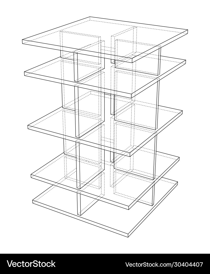 Empty showcase outline rendering 3d Empty showcase outline rendering 3d Vector Image