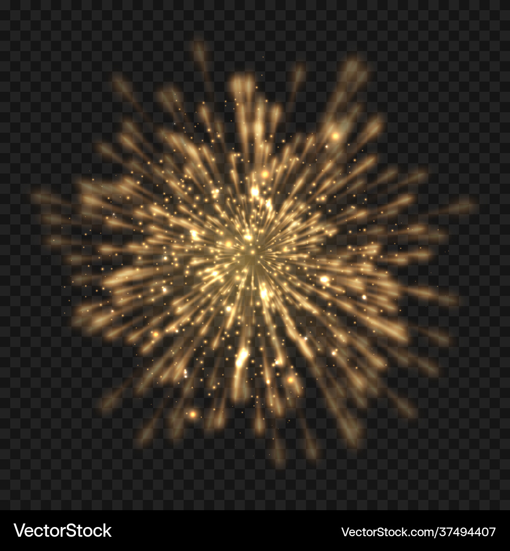 Glowing starburst explosion with sparkles and rays vector image