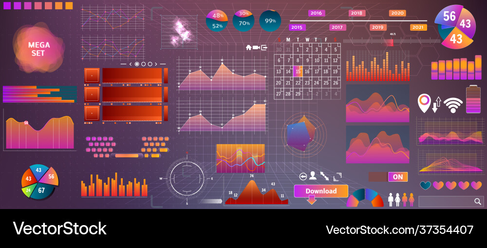 Hud big set elements for design and apps Vector Image
