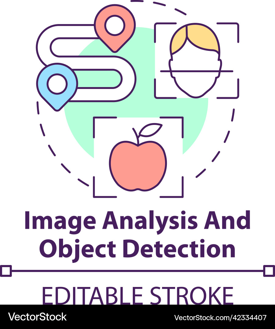 Image analysis and object detection concept icon Image analysis and object detection concept icon Vector Image
