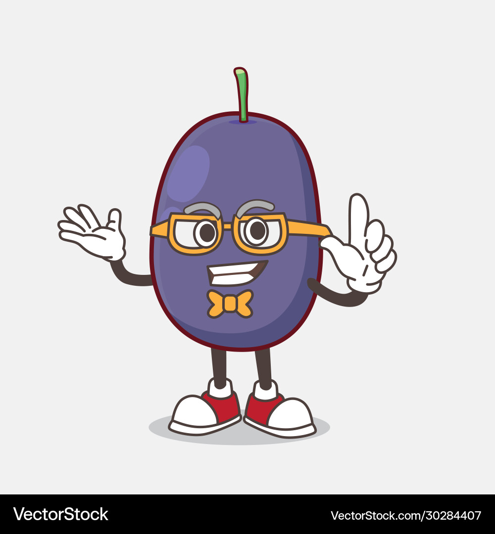 Java plum cartoon mascot character in geek style vector image