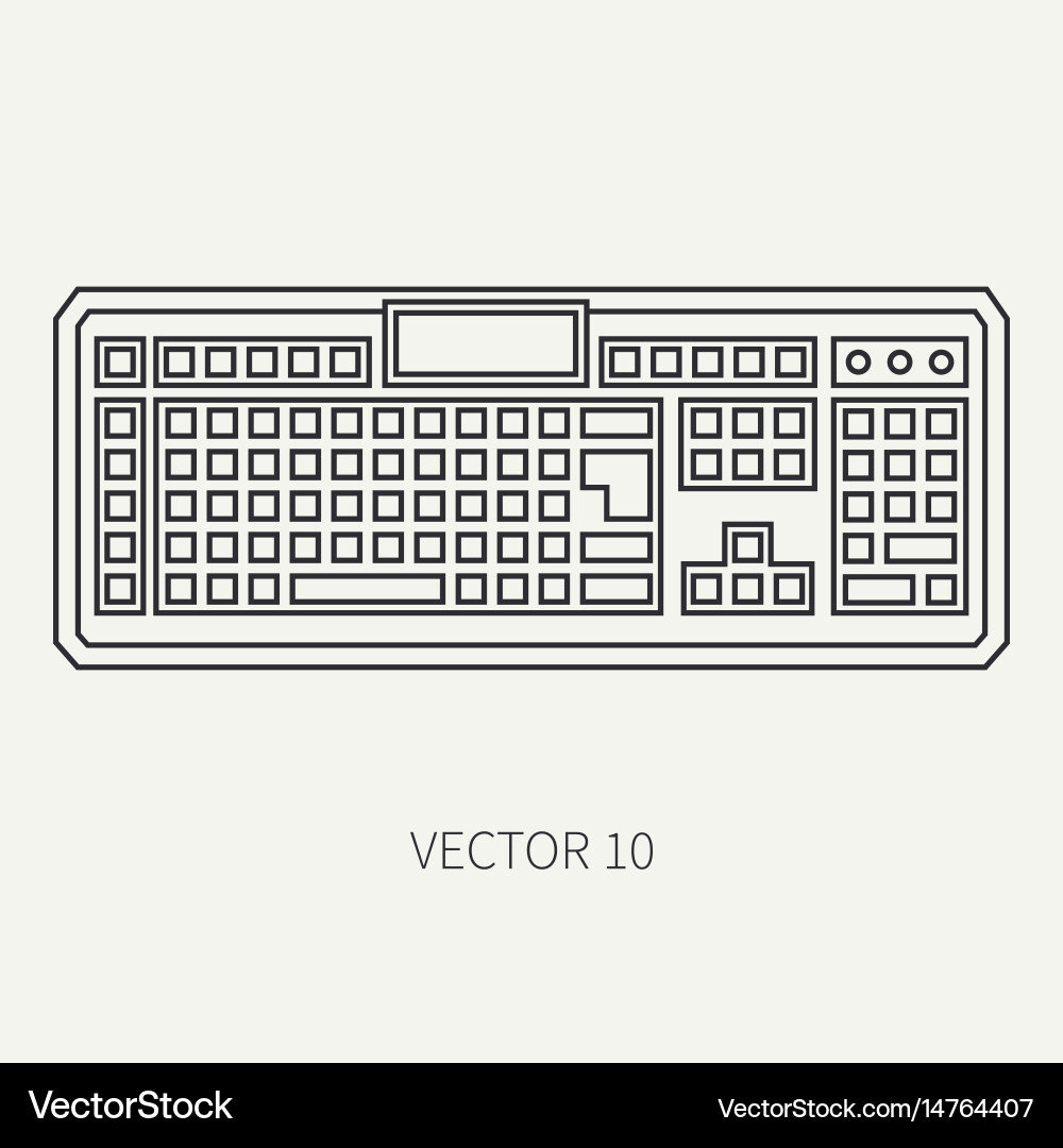 Line flat computer part icon keyboard Vector Image