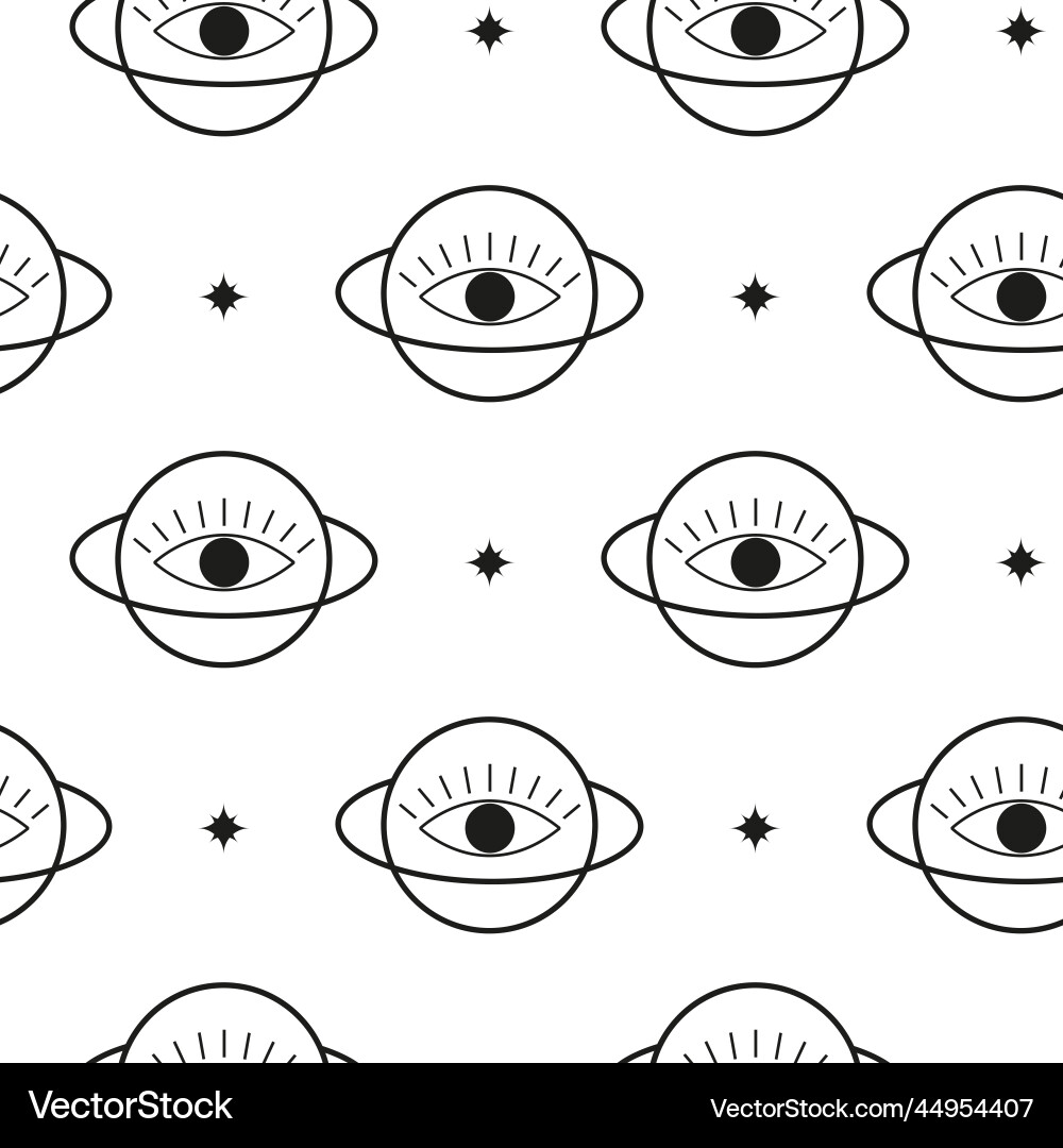 Seamless pattern with planets and third eye Seamless pattern with planets and third eye vector image
