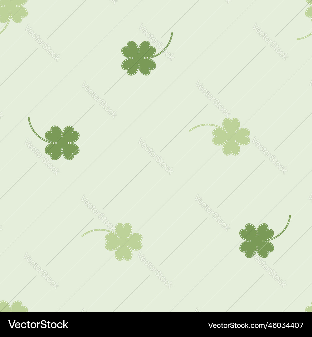 Seamless repeat pattern four leaf clover shamrock Seamless repeat pattern four leaf clover shamrock vector image
