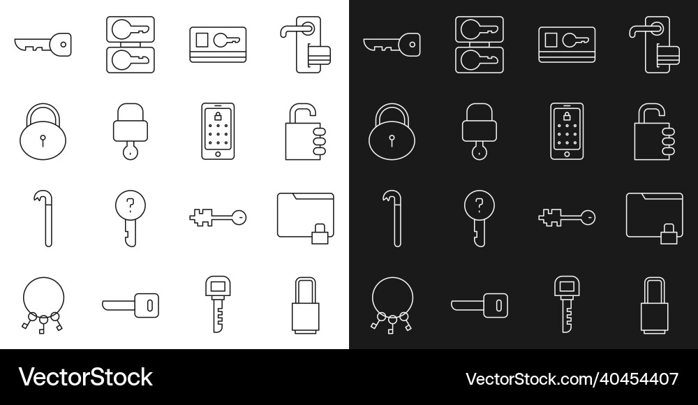 Set line lock folder and safe combination Set line lock folder and safe combination vector image