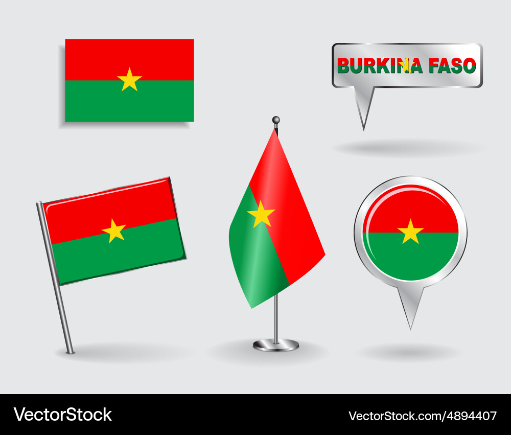 Set of burkina faso pin icon and map pointer Vector Image