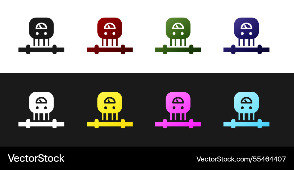 Set smart sensor system icon isolated on black Vector Image