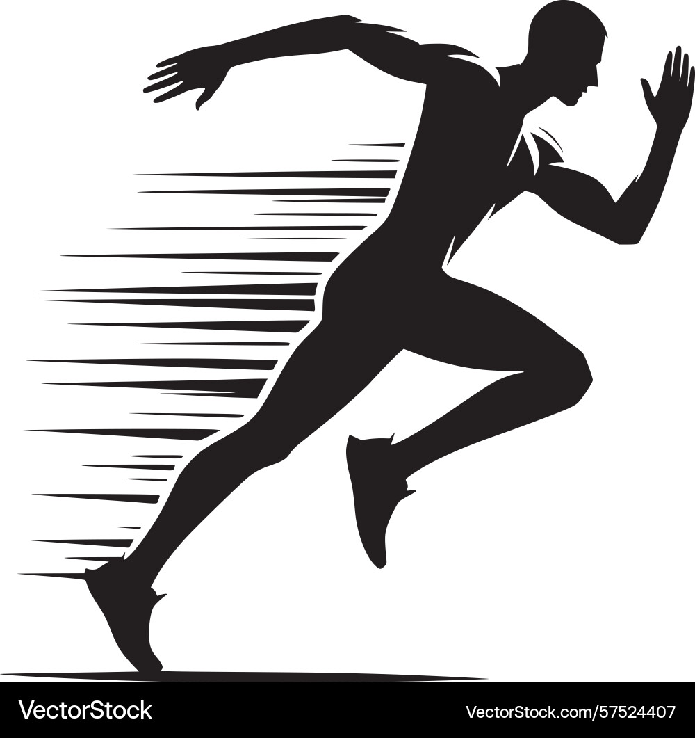 Silhouette of a person jogging in dynamic running Vector Image
