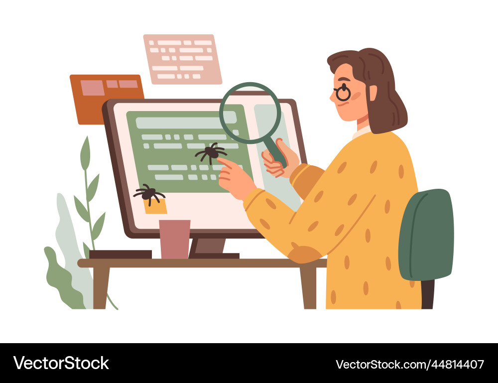 Software testing and repairing searching bugs Vector Image