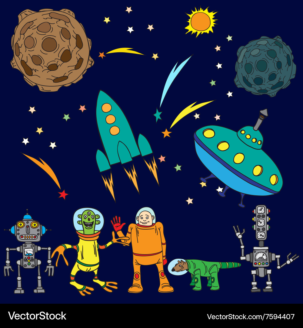 Space background the various objects vector image