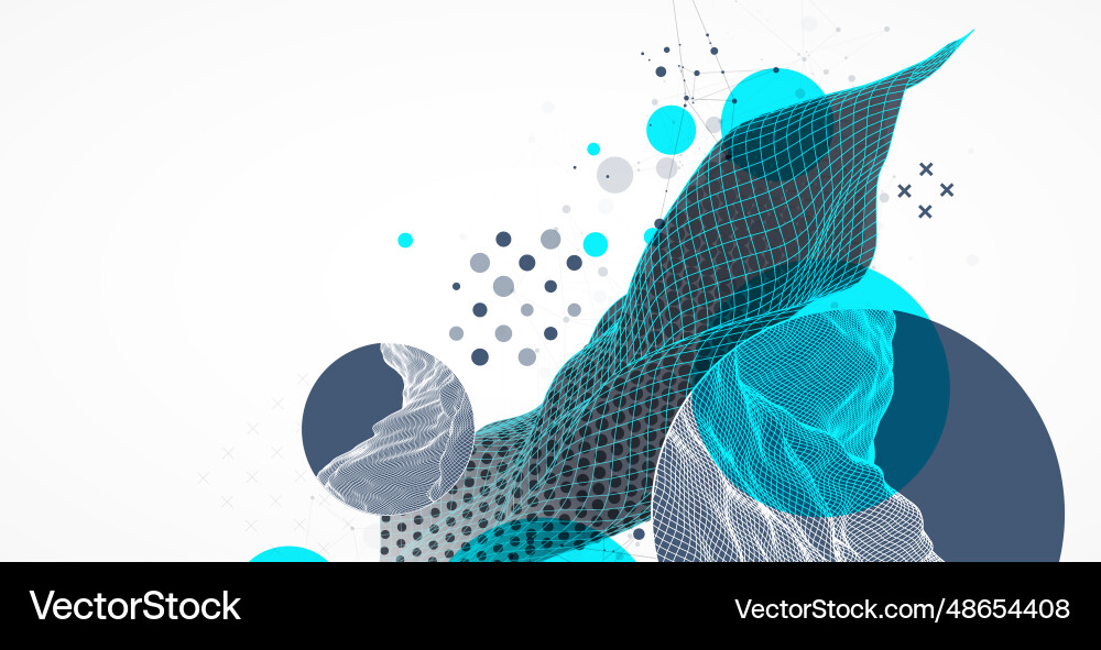 Abstract wave is made in a frame style hflftone Vector Image
