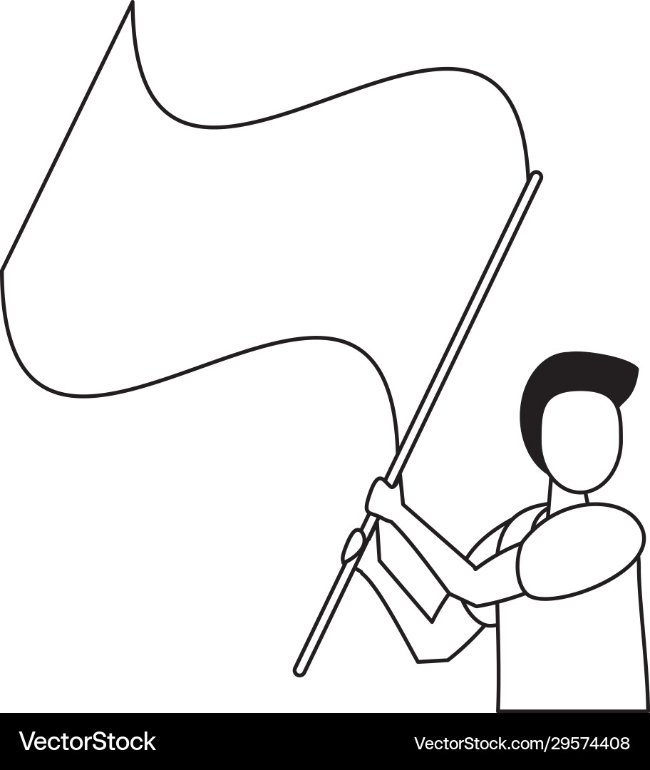 Activist man protesting with flag Activist man protesting with flag vector image