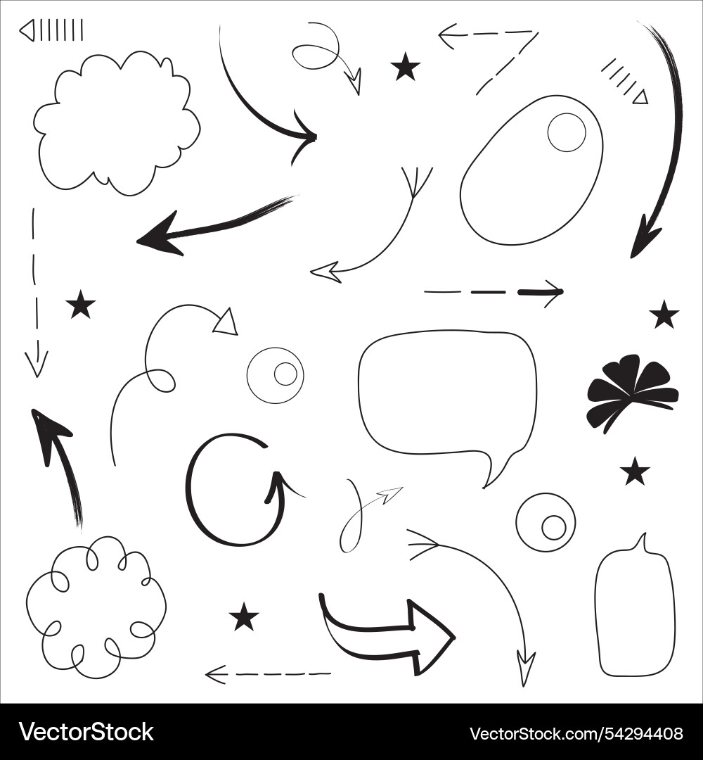 Circle arrows and set design of abstract doodle Vector Image