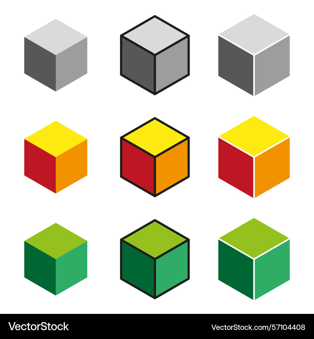 Colorful cube isometry 3d box structure geometry Colorful cube isometry 3d box structure geometry vector image