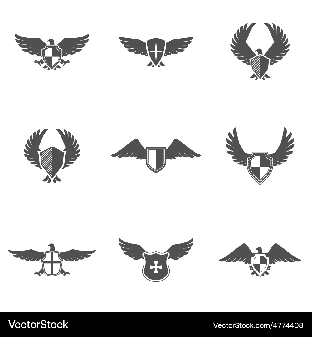 Eagle Shield Icon Set Royalty Free Vector Image