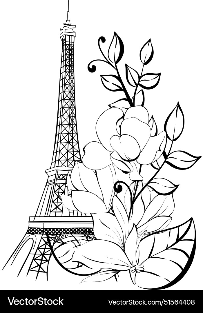 Eiffel tower and flower Eiffel tower and flower vector image
