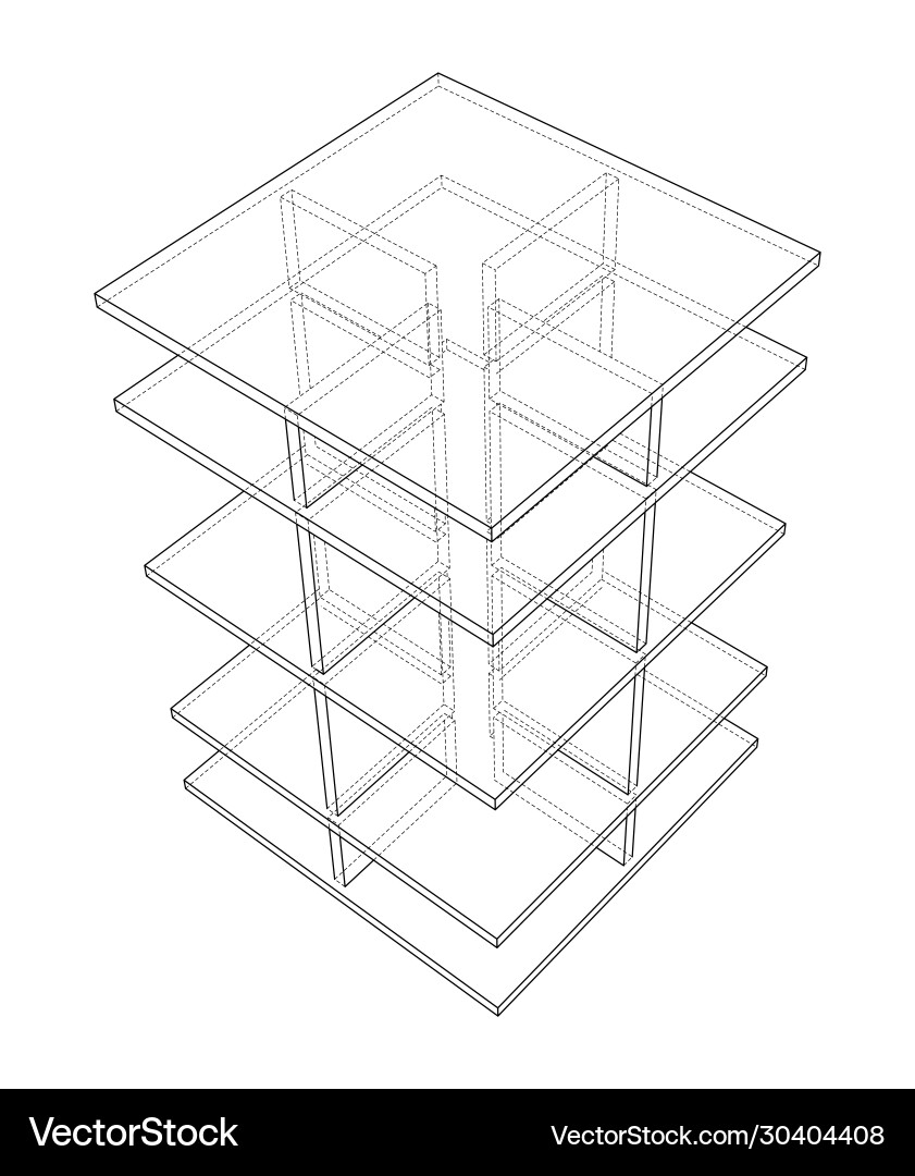 Empty showcase outline rendering 3d vector image