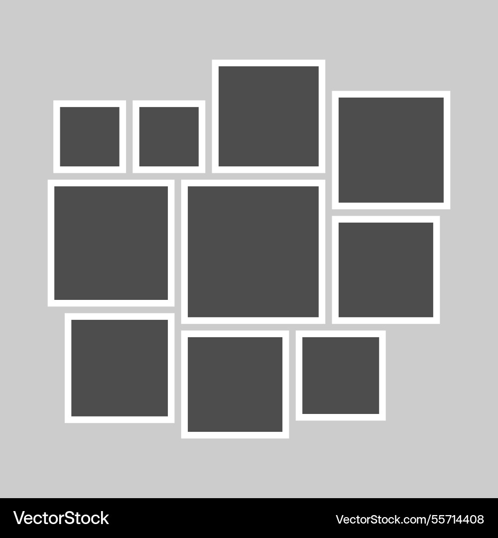 Grid template with empty photo frames designed Grid template with empty photo frames designed Vector Image