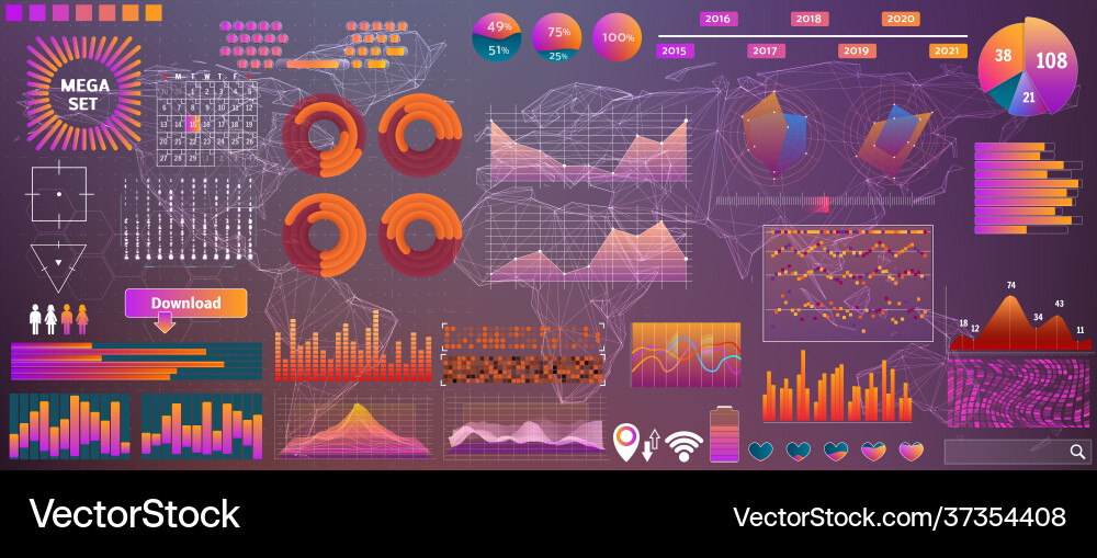Hud big set elements for design and apps Hud big set elements for design and apps Vector Image