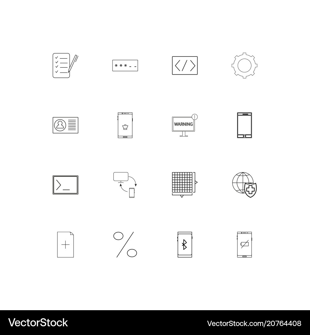 Internet technologies linear thin icons set vector image