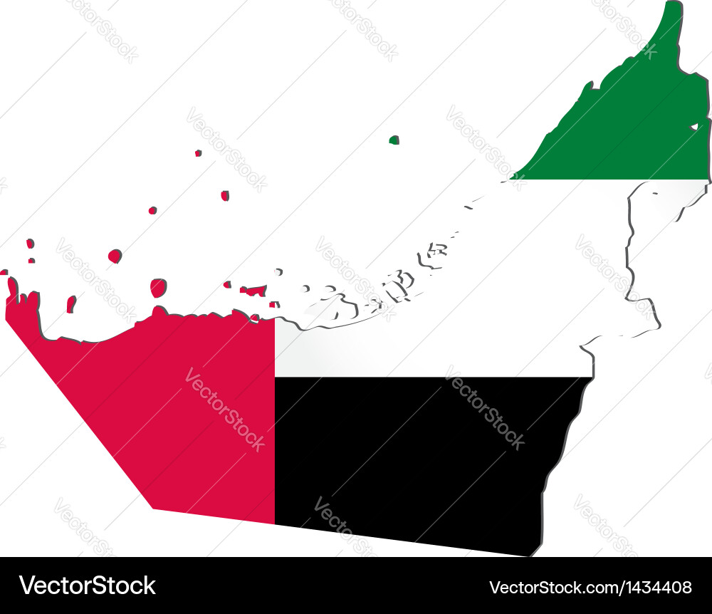 Map of the united arab emirates with national flag Vector Image