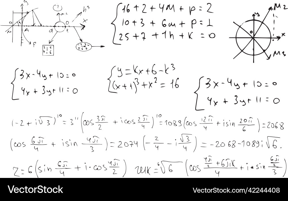 Mathematical scientific formulas and expressions Vector Image