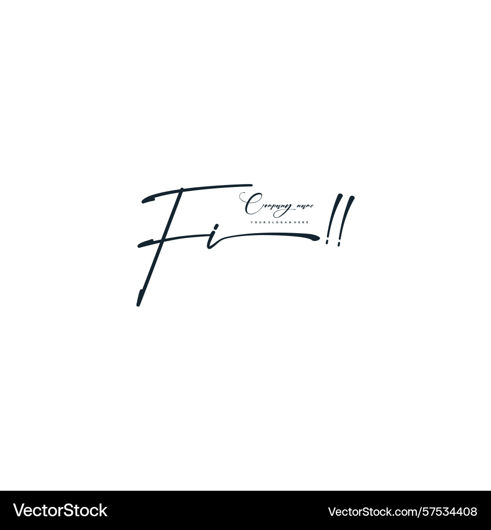 Minimal signature logo design with fi initials Vector Image