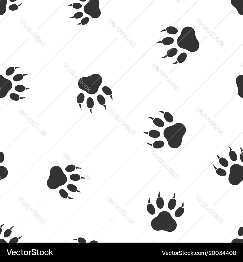 Paw print icon seamless pattern background vector image