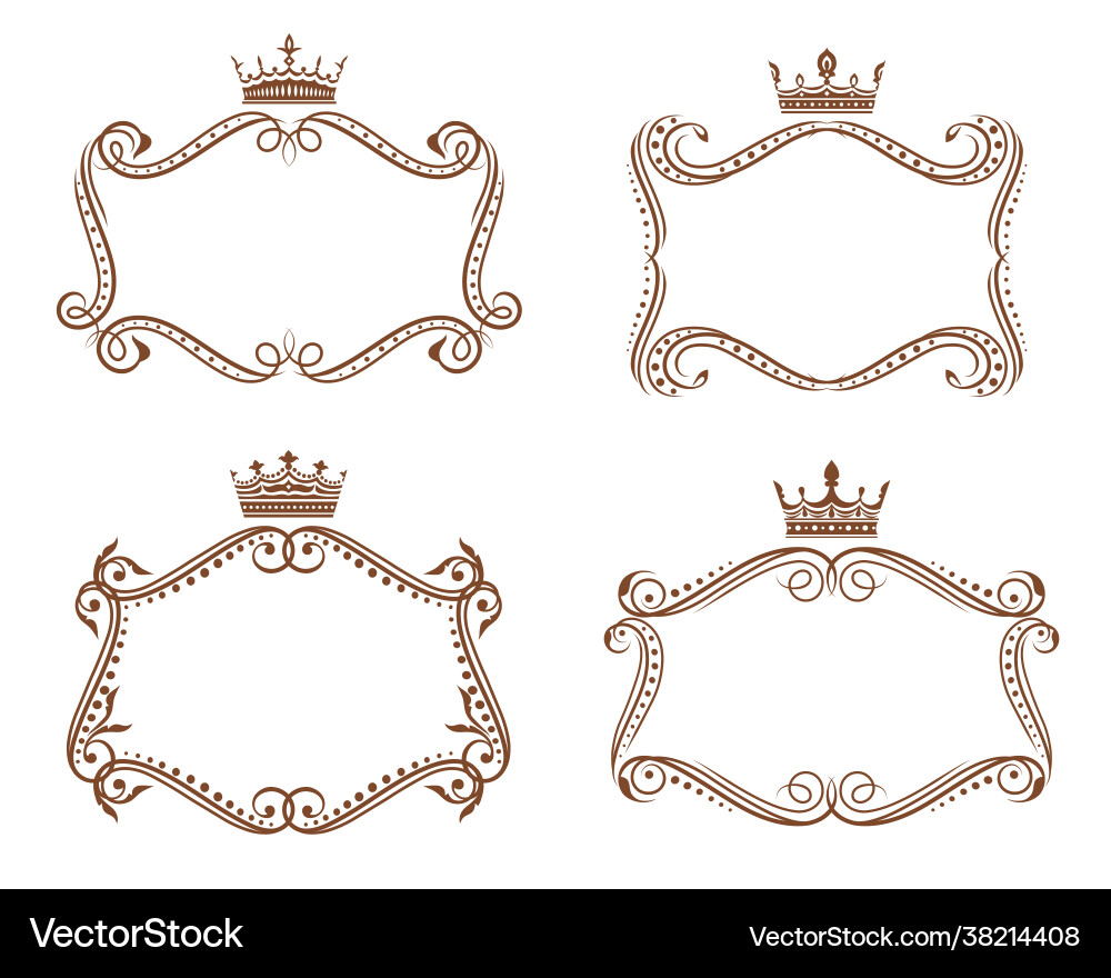 Royal heraldic frames and borders with crowns Vector Image