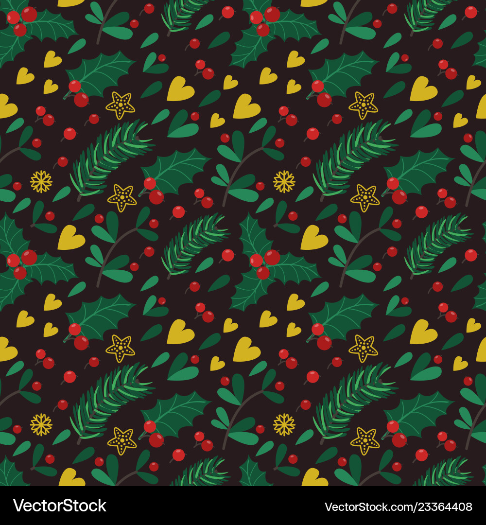 Seamless pattern with berries leaves Vector Image