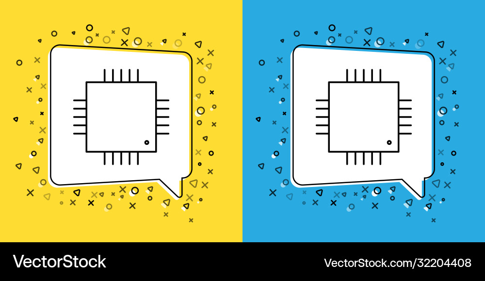 Set line computer processor with microcircuits cpu Set line computer processor with microcircuits cpu vector image