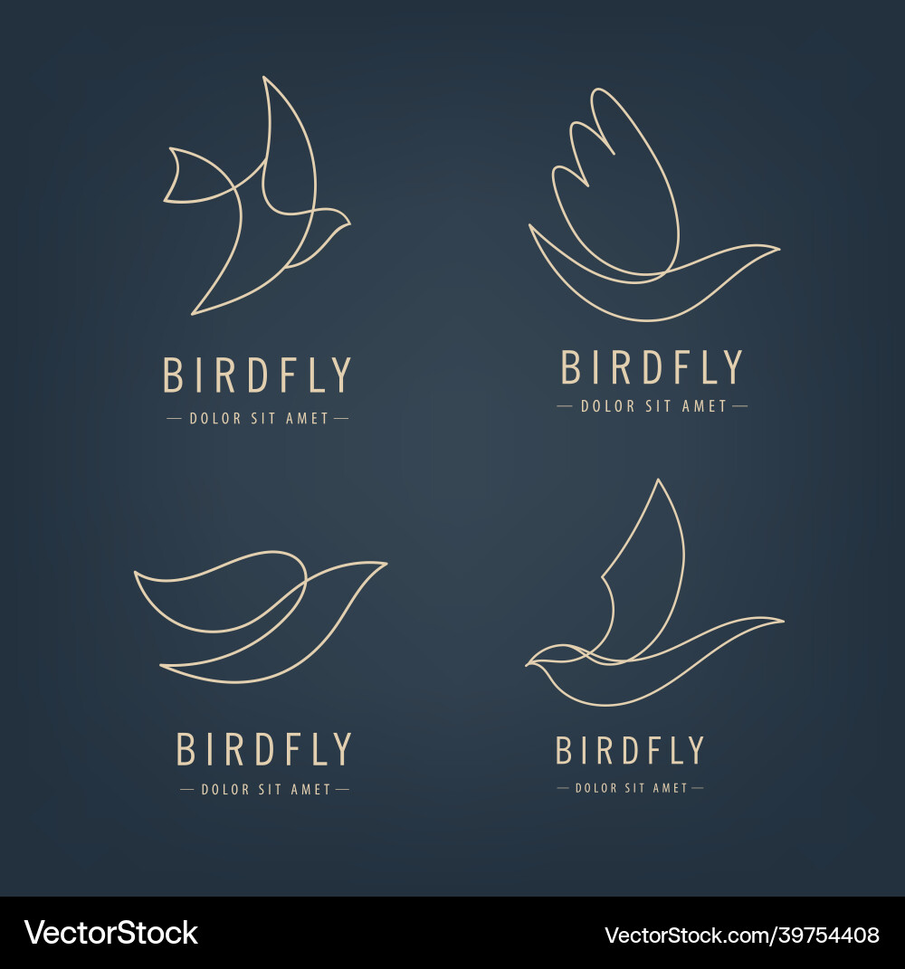 Set of line bird logos pigeon silhouettes Set of line bird logos pigeon silhouettes vector image
