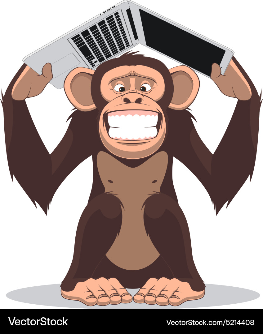Smart Monkey with Computer vector image
