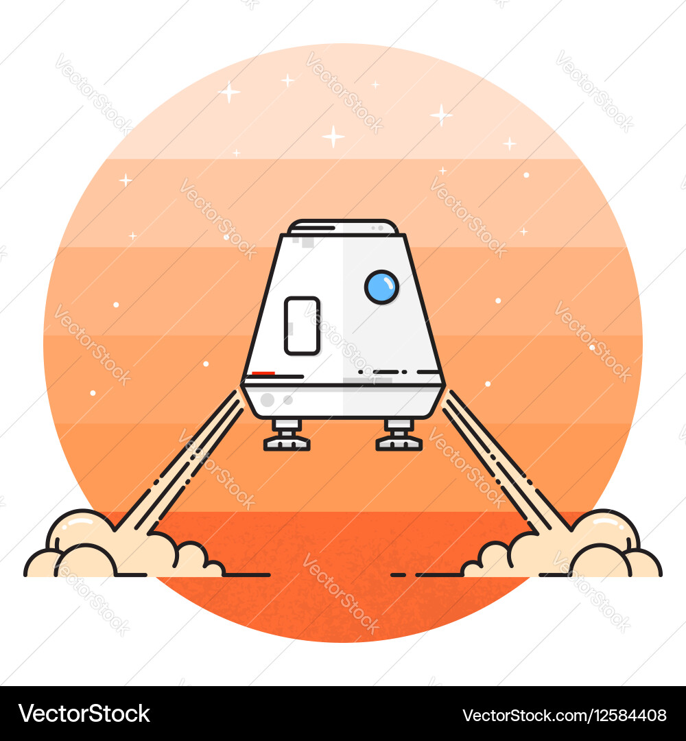 Space module landing on mars vector image