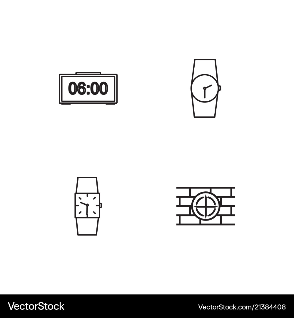 Time linear icons set simple outline vector image