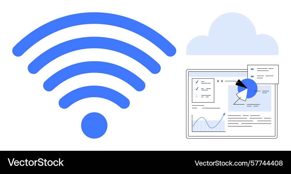 Wireless data sharing and cloud analytics Wireless data sharing and cloud analytics vector image