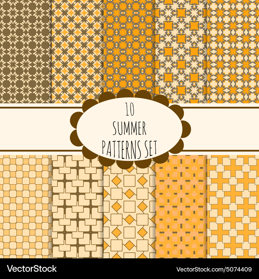 10 summer seamless patterns set Vector Image