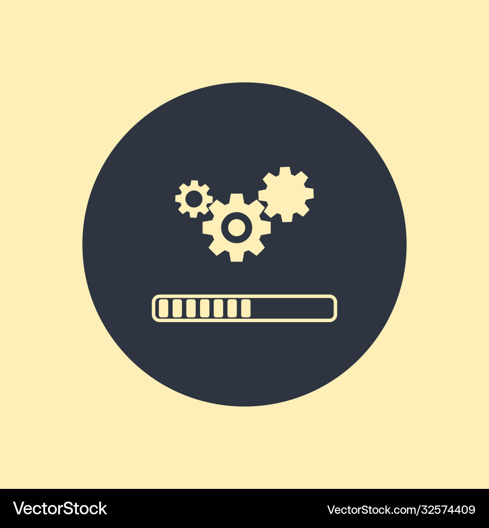 A simple icon gears loading symbol on round A simple icon gears loading symbol on round vector image